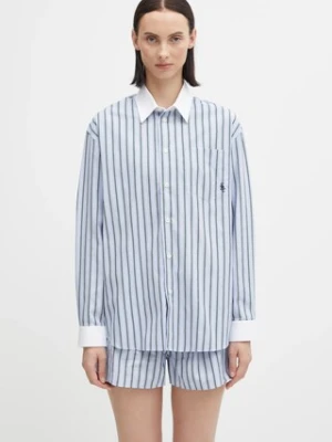 Sporty & Rich koszula bawełniana Src Oversized damska kolor niebieski regular z kołnierzykiem klasycznym SI019621302MU02