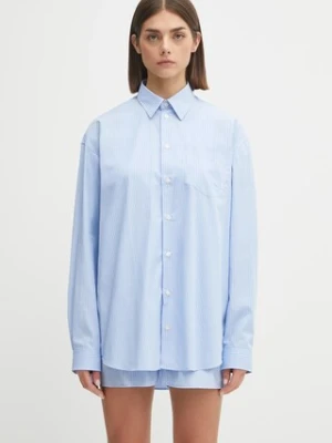 Sporty & Rich koszula bawełniana Src Oversized damska kolor niebieski relaxed z kołnierzykiem klasycznym SI006602302ST08