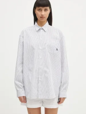 Sporty & Rich koszula bawełniana Src Oversized damska kolor niebieski relaxed z kołnierzykiem klasycznym SI006606302ST02
