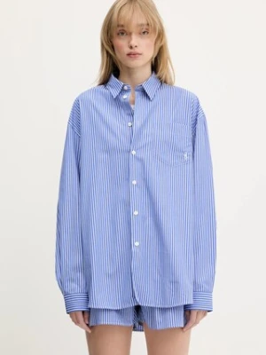 Sporty & Rich koszula bawełniana Src Oversized damska kolor niebieski relaxed z kołnierzykiem klasycznym SI006612302ST02