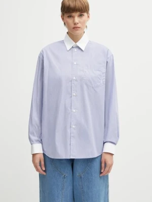 Sporty & Rich koszula bawełniana Src Oversized damska kolor niebieski relaxed z kołnierzykiem klasycznym SI019606302ST02