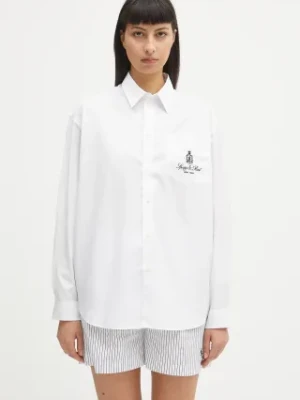Sporty & Rich koszula bawełniana Vendome Oversized damska kolor biały relaxed z kołnierzykiem klasycznym SI006606205WH01