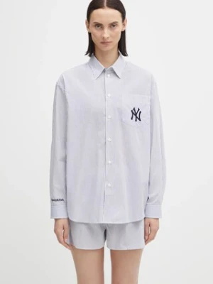 Sporty & Rich koszula bawełniana Yankees Serif Oversized damska kolor granatowy relaxed z kołnierzykiem klasycznym SI006623631ST09