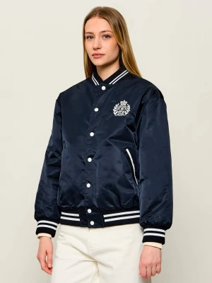 Sporty&Rich Kurtka bomber H&W | Oversize fit Sporty & Rich granatowy