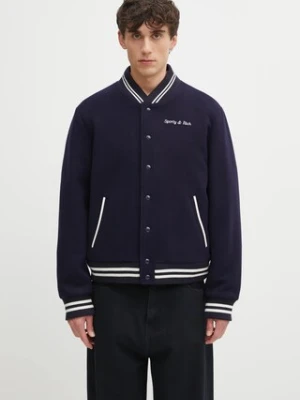 Sporty & Rich kurtka bomber wełniana Eden Crest Varsity kolor granatowy przejściowa OW03160666BL106