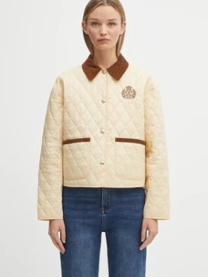 Sporty & Rich kurtka H&W Crest Nylon Cropped Quilted kolor beżowy przejściowa OW027620241CR01