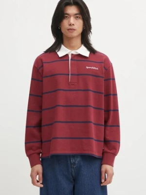 Sporty & Rich longsleeve bawełniany Serif Logo Rugby kolor czerwony wzorzysty TO09562300RE40
