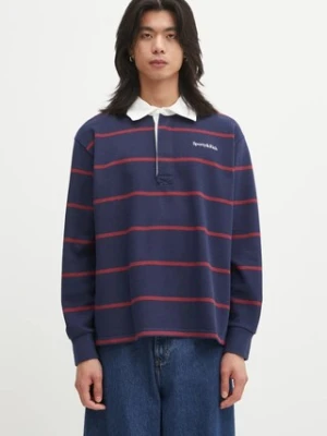 Sporty & Rich longsleeve bawełniany Serif Logo Rugby kolor granatowy wzorzysty TO09562300BL134