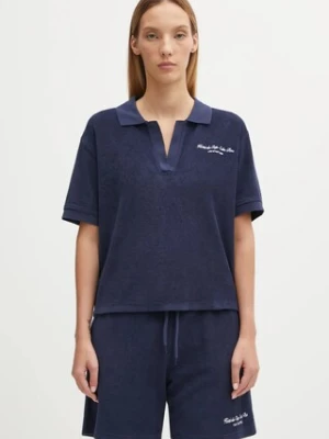 Sporty & Rich polo bawełniane Eden Script Terry damski kolor granatowy TO00160673BL106
