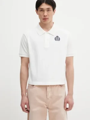 Sporty & Rich polo bawełniane H&W Crest Pique kolor biały z aplikacją TO085606241WH01