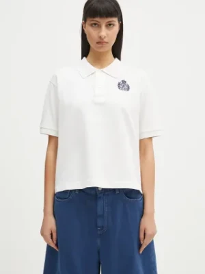 Sporty & Rich polo bawełniane H&W Crest Pique kolor biały z aplikacją TO085606241WH01