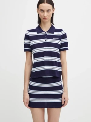 Sporty & Rich polo Serif Logo Silk Pique Cropped Polo damski kolor granatowy TO076621300BL121
