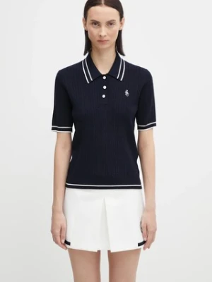 Sporty & Rich polo Src Mini Cable damski kolor granatowy TO068621302BL107