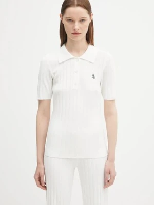 Sporty & Rich polo Src Ribbed Polo damski kolor beżowy WS069620305WH37