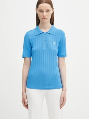 Sporty & Rich polo Src Ribbed Polo damski kolor niebieski TO069620305BL24