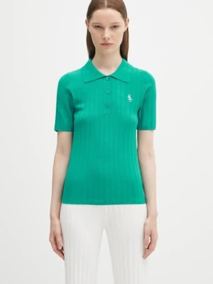 Sporty & Rich polo Src Ribbed Polo damski kolor zielony WS069620302GR37
