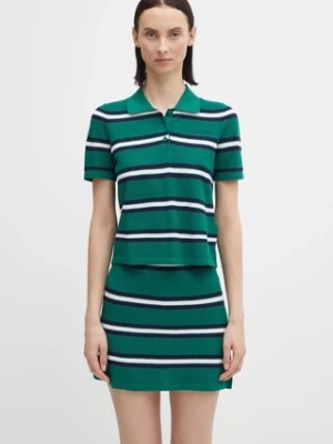 Sporty & Rich polo z dodatkiem jedwabiu Serif Logo Silk Pique Cropped Polo damski kolor zielony TO076621300GR50