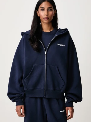 Sporty & Rich Serif Logo bluza rozpinana z kapturem bawełniana damska