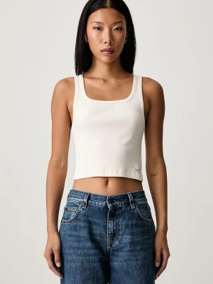 Sporty & Rich Signature Logo crop top damski bawełniany z elastanem