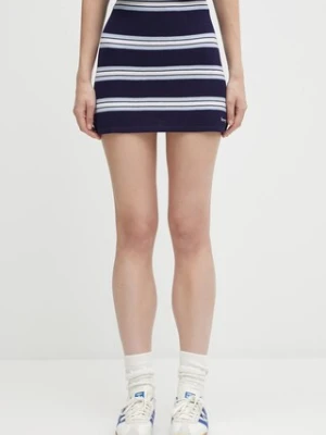 Sporty & Rich spódnica z jedwabiem Serif Logo Silk Pique Aline kolor granatowy mini prosta SK016621300BL121
