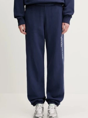 Sporty & Rich spodnie dresowe bawełniane H&W Crest damskie kolor granatowy z nadrukiem PA036612241BL106