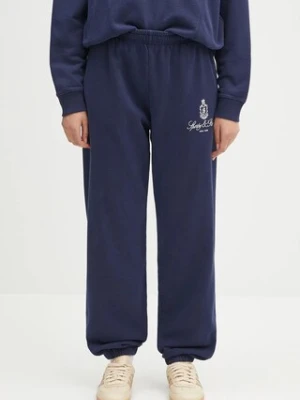 Sporty & Rich spodnie dresowe bawełniane Vendome Embroidered damskie kolor granatowy z aplikacją PA036606231BL106