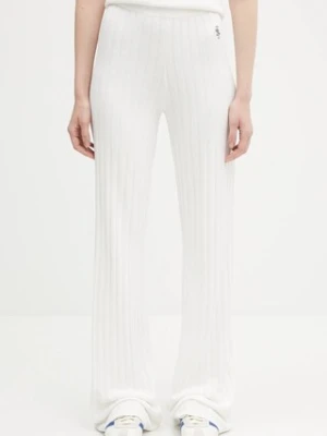Sporty & Rich spodnie Src Ribbed damskie kolor beżowy proste high waist PO049620305WH37