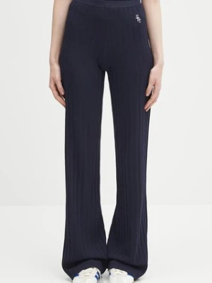 Sporty & Rich spodnie Src Ribbed damskie kolor granatowy proste high waist PO049620302BL106
