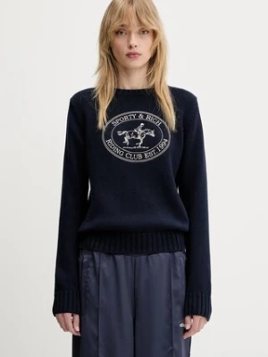 Sporty & Rich sweter bawełniany Riding Club Knitted damski kolor granatowy WS065612244BL106