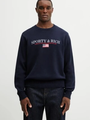 Sporty & Rich sweter bawełniany S&R Nautical Cotton męski kolor granatowy lekki WS08663177BL106