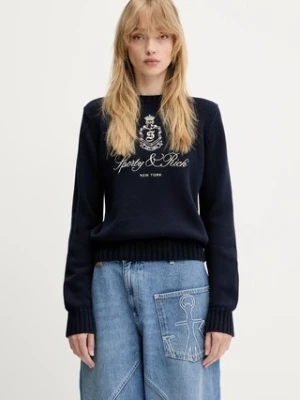Sporty & Rich sweter bawełniany Vendome Knitted damski kolor granatowy WS065606205BL106