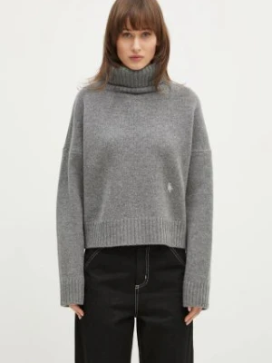 Sporty & Rich sweter wełniany SRC Wool Turtleneck damski kolor szary z golfem WS064512302GY03