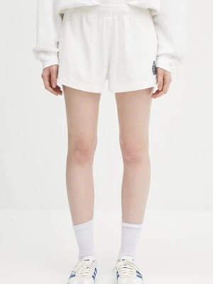 Sporty & Rich szorty bawełniane H&W Crest Embroidered Disco damskie kolor biały z aplikacją high waist SH037620241WH01