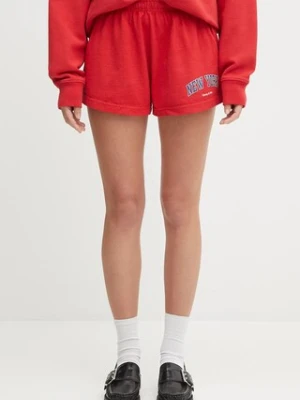 Sporty & Rich szorty bawełniane New York Ivy Disco damskie kolor czerwony z nadrukiem high waist SH037602077RE15
