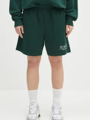 Sporty & Rich szorty bawełniane Ny 94 Gym Short damskie kolor zielony z nadrukiem high waist SH039606034WH01