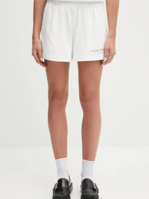 Sporty & Rich szorty bawełniane Ny Health Club Disco damskie kolor biały z nadrukiem high waist SH037602043WH01