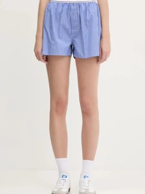 Sporty & Rich szorty bawełniane Serif Logo damskie kolor niebieski wzorzyste high waist SH015612300ST02