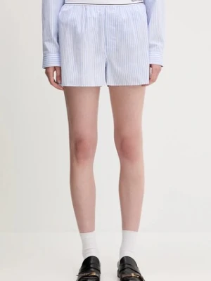 Sporty & Rich szorty bawełniane Serif Logo damskie kolor niebieski wzorzyste high waist SH015612300ST08