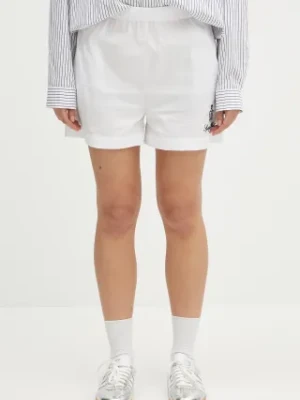 Sporty & Rich szorty bawełniane Vendome Poplin damskie kolor biały z aplikacją high waist SH012606205WH01