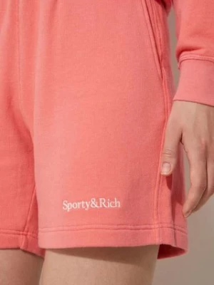 Sporty & Rich szorty Serif Logo Soft Gym damskie kolor różowy gładkie high waist SH007S402SC