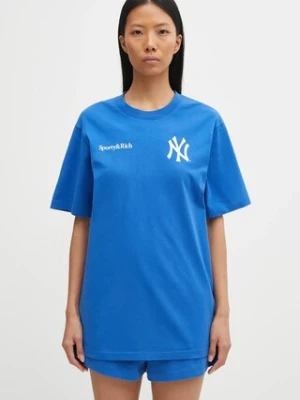 Sporty & Rich t-shirt bawełniany Champions damski kolor niebieski TO043623633BL120