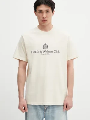 Sporty & Rich t-shirt bawełniany H&W Crest kolor beżowy z nadrukiem TO043606241CR01