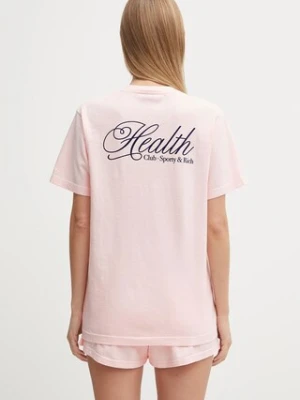 Sporty & Rich t-shirt bawełniany Health Script damski kolor różowy TO043620078P140