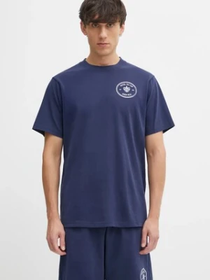 Sporty & Rich t-shirt bawełniany Kennedy Crest kolor granatowy z nadrukiem TO04360666BL106