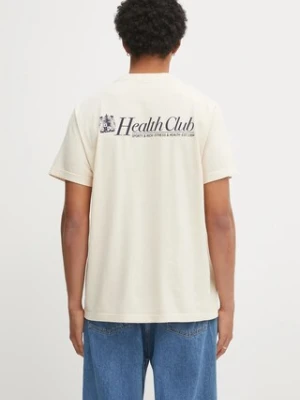 Sporty & Rich t-shirt bawełniany Lion Health kolor beżowy z nadrukiem TO043620080CR01