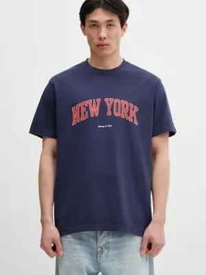 Sporty & Rich t-shirt bawełniany New York Ivy kolor granatowy z nadrukiem TO043606304BL106