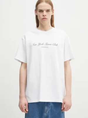Sporty & Rich t-shirt bawełniany NY Health Club kolor biały z nadrukiem TO043514043WH01