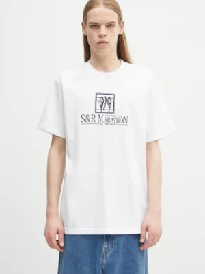 Sporty & Rich t-shirt bawełniany NY Marathon kolor biały z nadrukiem TO043514133WH01