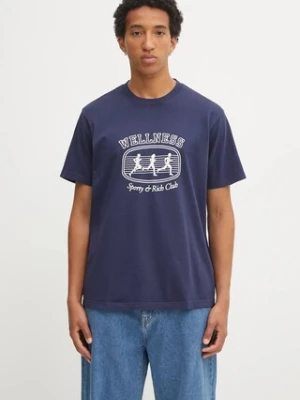 Sporty & Rich t-shirt bawełniany Paris Marathon kolor granatowy z nadrukiem TO043620126BL106
