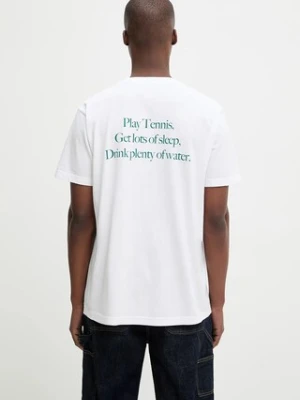 Sporty & Rich t-shirt bawełniany Play Tennis kolor biały z nadrukiem TO043621425WH01